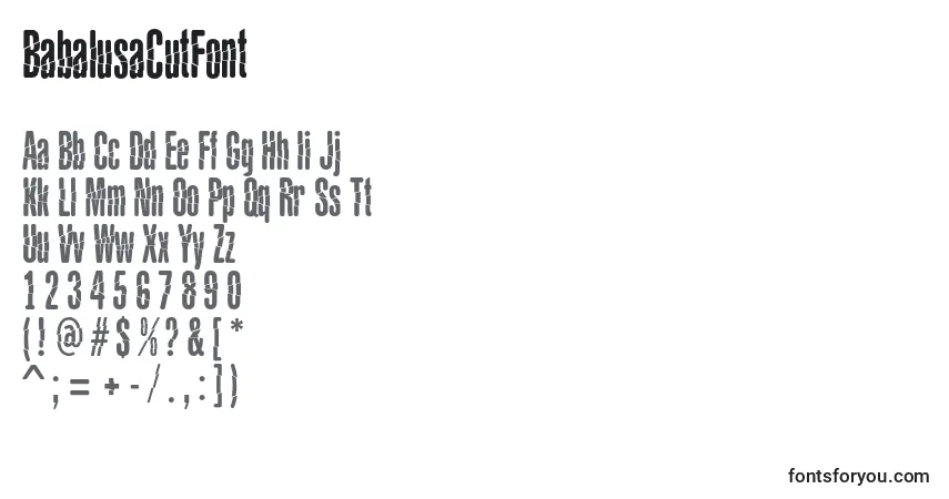 Schriftart BabalusaCutFont (66190) – Alphabet, Zahlen, spezielle Symbole