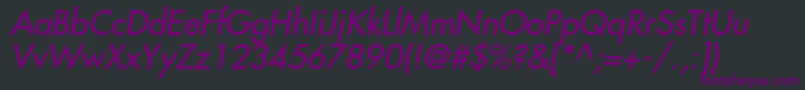 FuturastdMediumoblique-fontti – violetit fontit mustalla taustalla