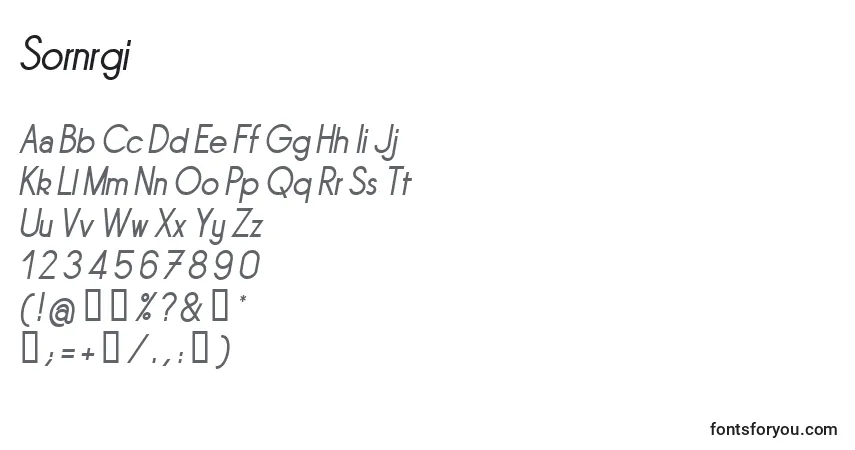 Schriftart Sornrgi – Alphabet, Zahlen, spezielle Symbole