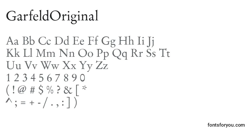 A fonte GarfeldOriginal – alfabeto, números, caracteres especiais
