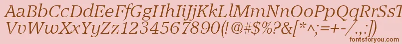 AccordLightSfItalic Font – Brown Fonts on Pink Background