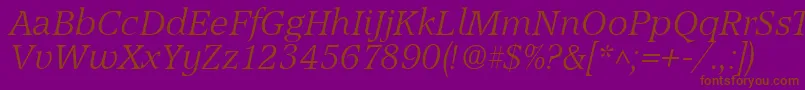 AccordLightSfItalic Font – Brown Fonts on Purple Background