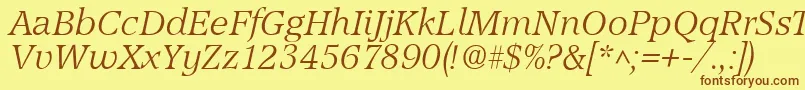 AccordLightSfItalic Font – Brown Fonts on Yellow Background
