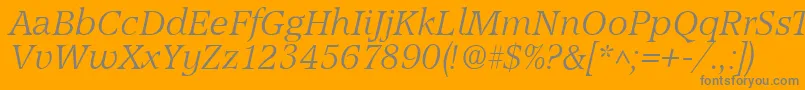 Fonte AccordLightSfItalic – fontes cinzas em um fundo laranja