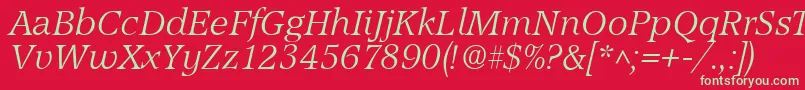 フォントAccordLightSfItalic – 赤い背景に緑の文字