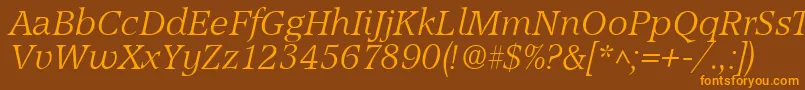 AccordLightSfItalic Font – Orange Fonts on Brown Background