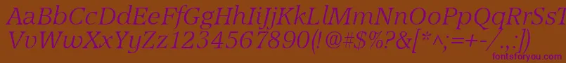 AccordLightSfItalic Font – Purple Fonts on Brown Background