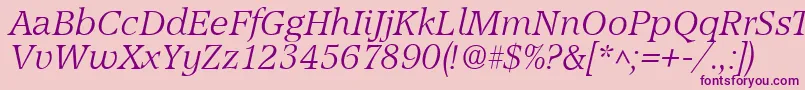 AccordLightSfItalic Font – Purple Fonts on Pink Background