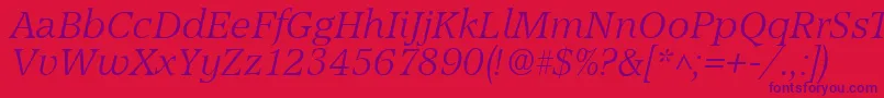 AccordLightSfItalic Font – Purple Fonts on Red Background