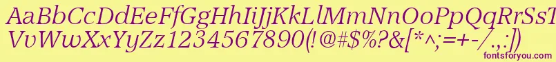 AccordLightSfItalic Font – Purple Fonts on Yellow Background
