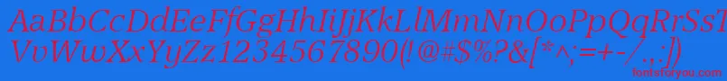 AccordLightSfItalic Font – Red Fonts on Blue Background