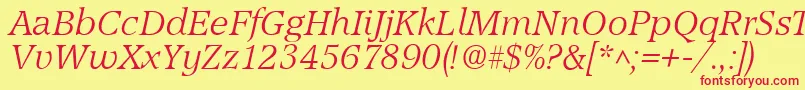 AccordLightSfItalic Font – Red Fonts on Yellow Background