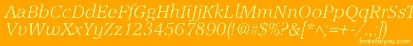 AccordLightSfItalic-Schriftart – Gelbe Schriften auf orangefarbenem Hintergrund