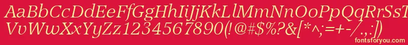 AccordLightSfItalic Font – Yellow Fonts on Red Background