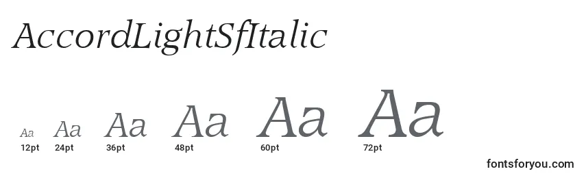 Größen der Schriftart AccordLightSfItalic