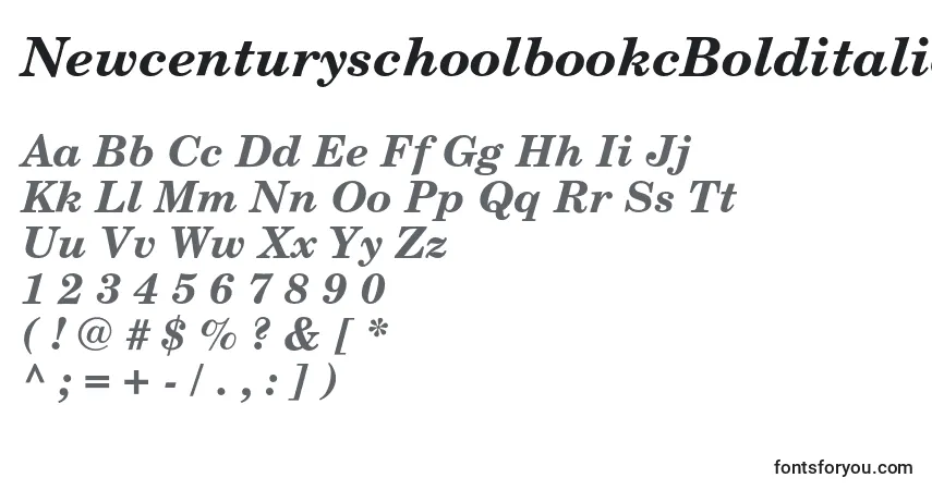 Czcionka NewcenturyschoolbookcBolditalic – alfabet, cyfry, specjalne znaki
