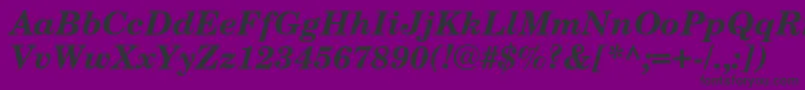 NewcenturyschoolbookcBolditalic-fontti – mustat fontit violetilla taustalla
