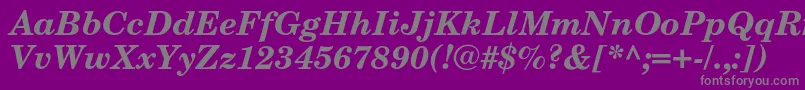 フォントNewcenturyschoolbookcBolditalic – 紫の背景に灰色の文字