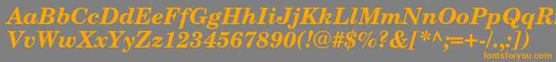 フォントNewcenturyschoolbookcBolditalic – オレンジの文字は灰色の背景にあります。