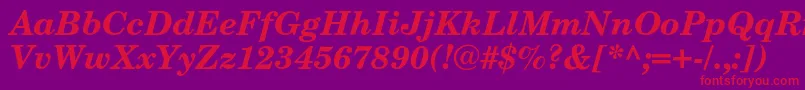 NewcenturyschoolbookcBolditalic Font – Red Fonts on Purple Background