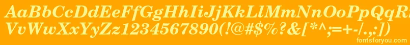 NewcenturyschoolbookcBolditalic Font – Yellow Fonts on Orange Background