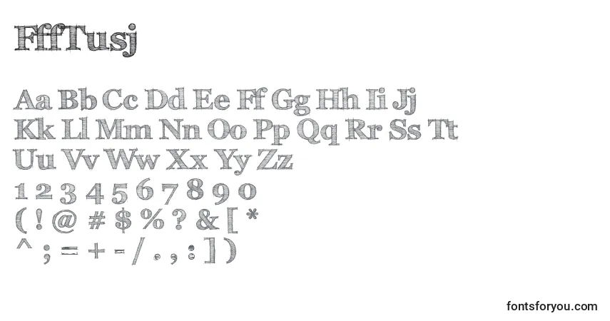 A fonte FffTusj – alfabeto, números, caracteres especiais