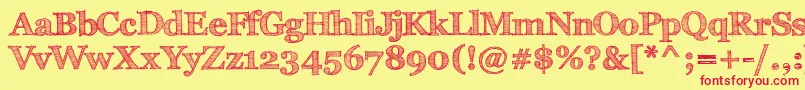 フォントFffTusj – 赤い文字の黄色い背景