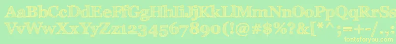 フォントFffTusj – 黄色の文字が緑の背景にあります