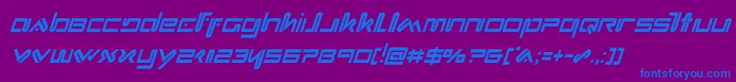 フォントXephyrcondital – 紫色の背景に青い文字