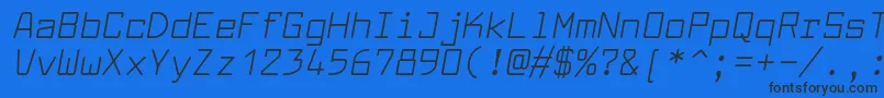 フォントLarabiefontrgItalic – 黒い文字の青い背景