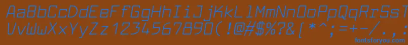 Czcionka LarabiefontrgItalic – niebieskie czcionki na brązowym tle