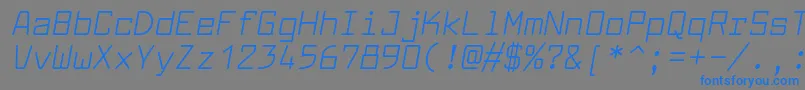 フォントLarabiefontrgItalic – 灰色の背景に青い文字