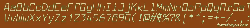 Czcionka LarabiefontrgItalic – zielone czcionki na brązowym tle