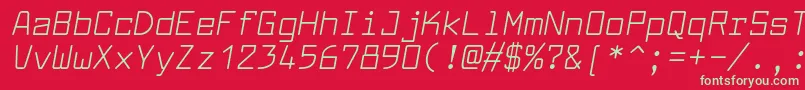 フォントLarabiefontrgItalic – 赤い背景に緑の文字