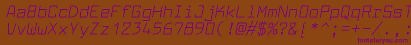 LarabiefontrgItalic Font – Purple Fonts on Brown Background