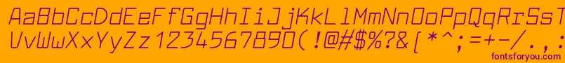 LarabiefontrgItalic Font – Purple Fonts on Orange Background