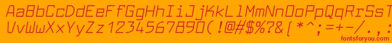 Fonte LarabiefontrgItalic – fontes vermelhas em um fundo laranja