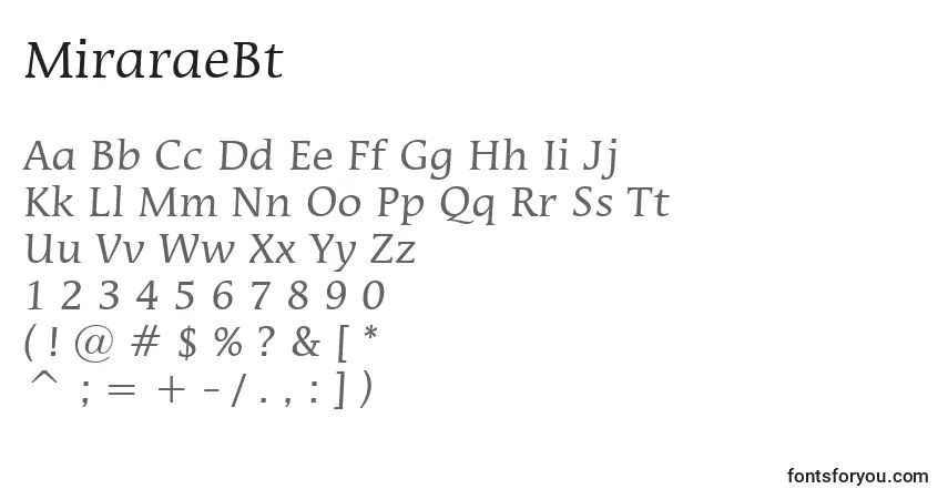 Fuente MiraraeBt - alfabeto, números, caracteres especiales