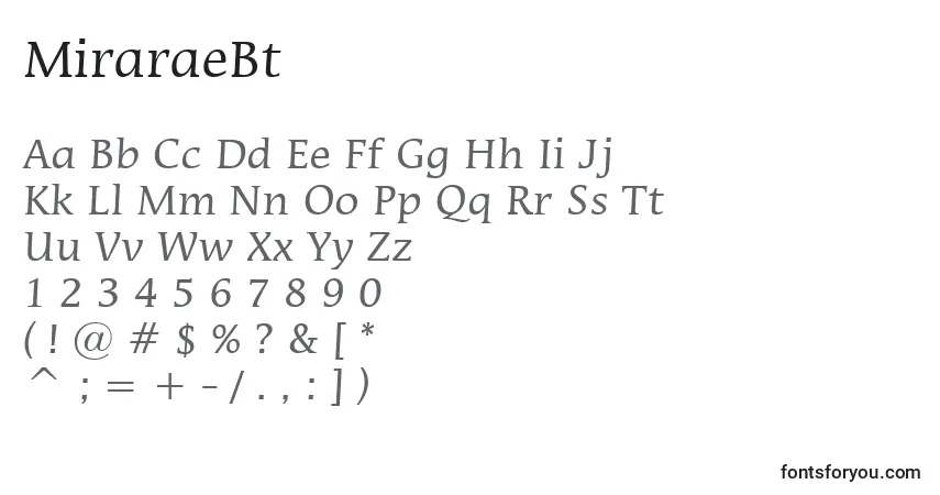 Schriftart MiraraeBt – Alphabet, Zahlen, spezielle Symbole