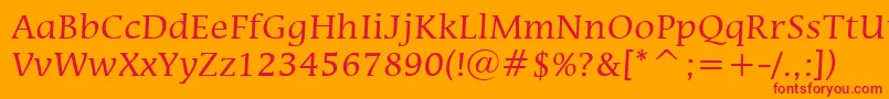 MiraraeBt-Schriftart – Rote Schriften auf orangefarbenem Hintergrund
