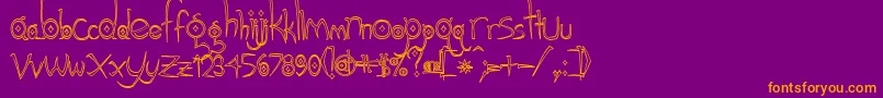 Gothichijinxhollow-Schriftart – Orangefarbene Schriften auf violettem Hintergrund