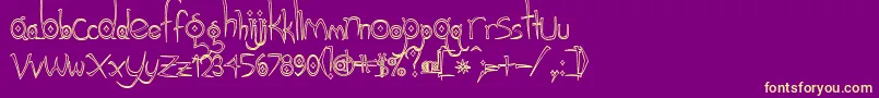 Gothichijinxhollow-Schriftart – Gelbe Schriften auf violettem Hintergrund