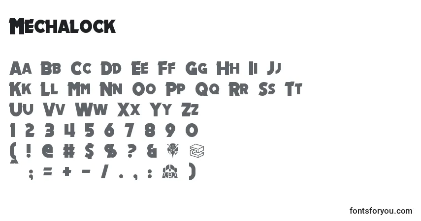 Mechalock Font – alphabet, numbers, special characters