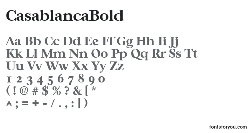 Schriftart CasablancaBold – Alphabet, Zahlen, spezielle Symbole