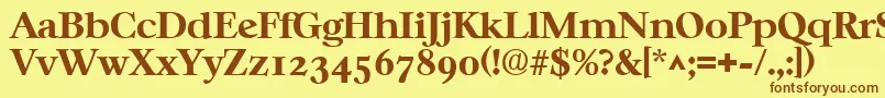 Fonte CasablancaBold – fontes marrons em um fundo amarelo