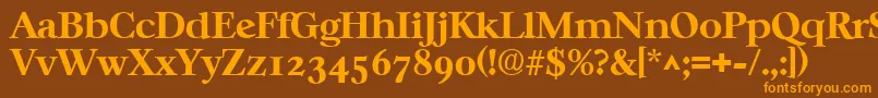 CasablancaBold-Schriftart – Orangefarbene Schriften auf braunem Hintergrund