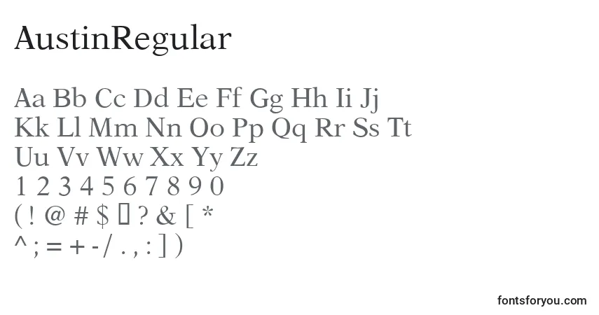 AustinRegular-fontti – aakkoset, numerot, erikoismerkit