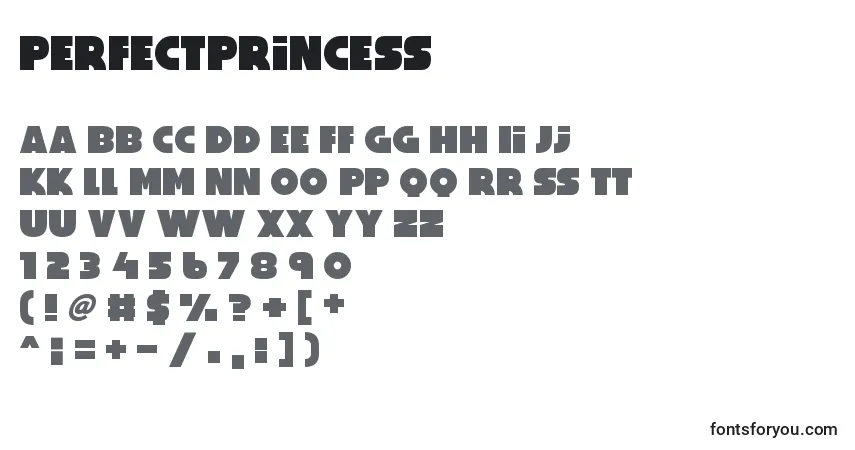 Czcionka PerfectPrincess – alfabet, cyfry, specjalne znaki