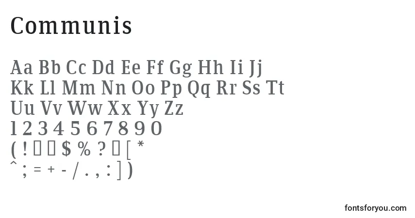 Communis-fontti – aakkoset, numerot, erikoismerkit