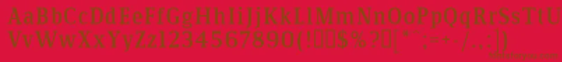 Communis-Schriftart – Braune Schriften auf rotem Hintergrund